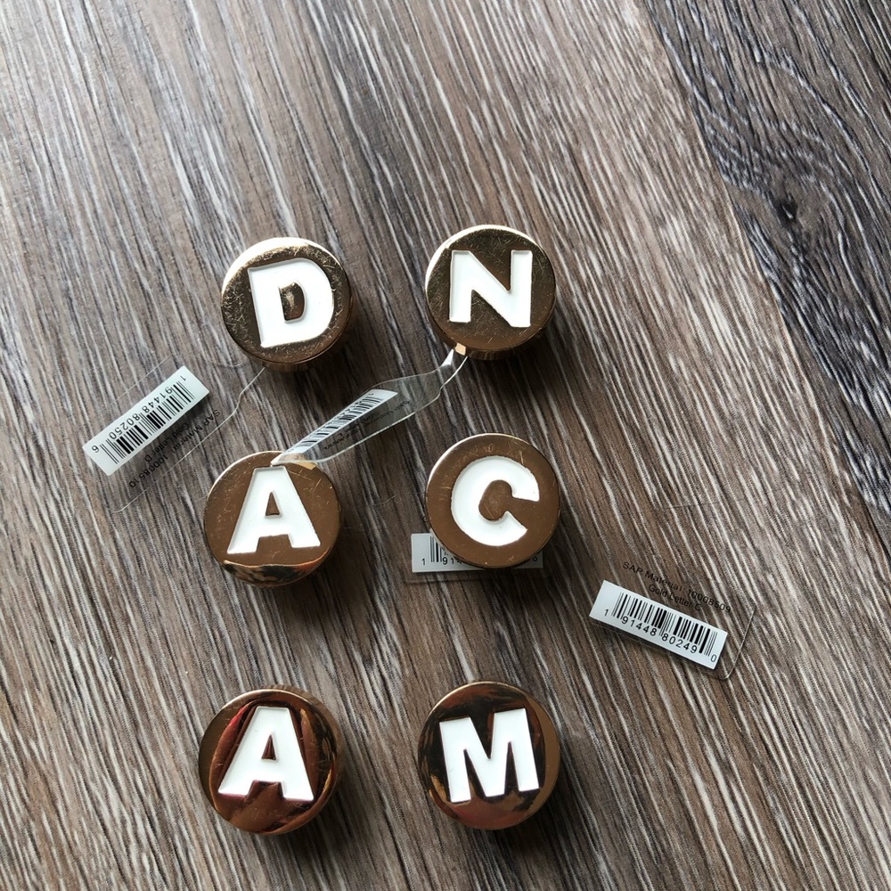 Croc Gold Letter Charm Set - White Initials (A D N C)